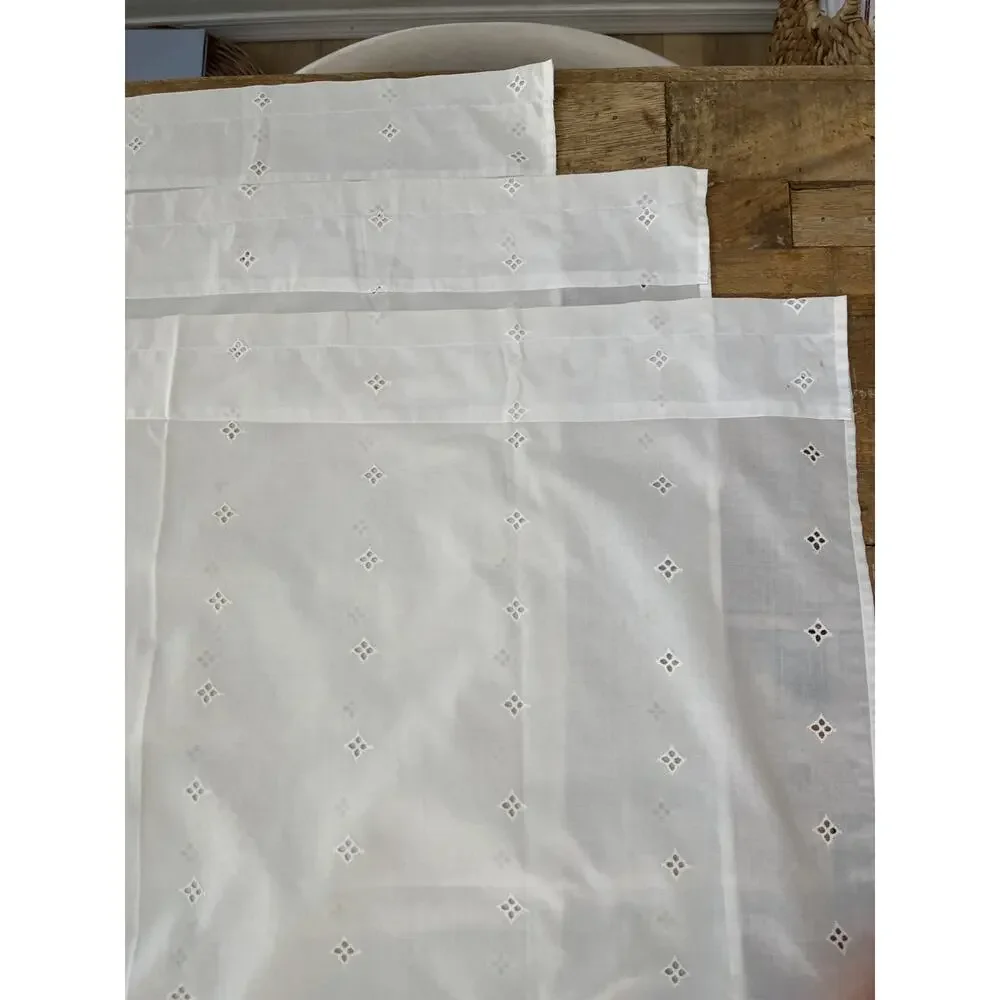 Vintage 3 Curtain Panels Sheer Lace Off White 32